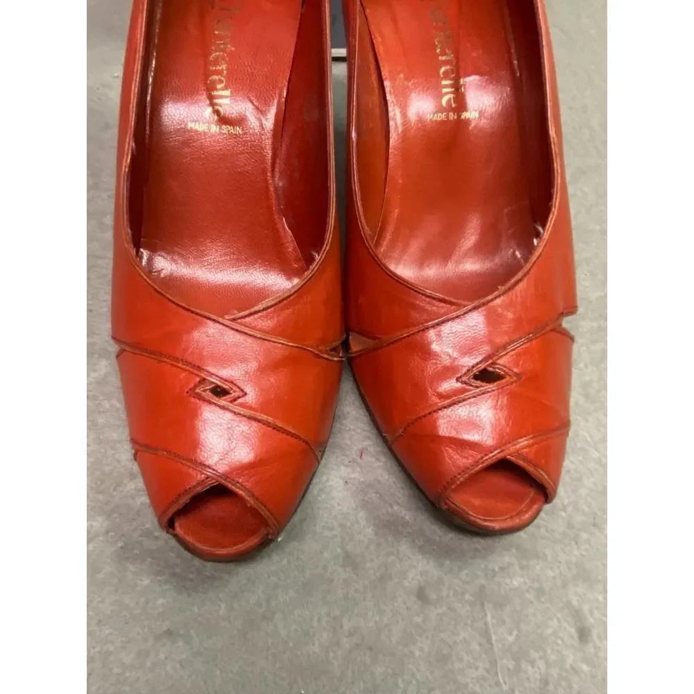 CHANTERELLE WOMEN'S HEEL PUMP SHOES BRICK COLOR PEEP‎ TOE SIZE 7 1/2B USED